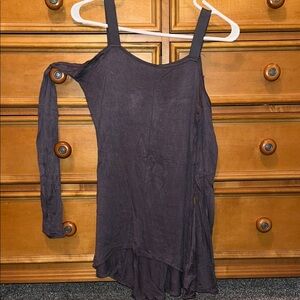 Bear Dance Asymmetrical Dark Gray Long Sleeve Top